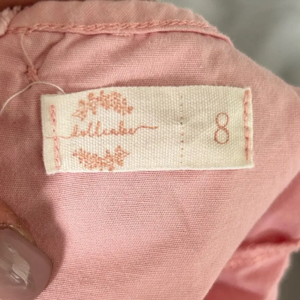 Dollcake pink long sleeve smocked girls faith dress floral rose sz 8 100% cotton